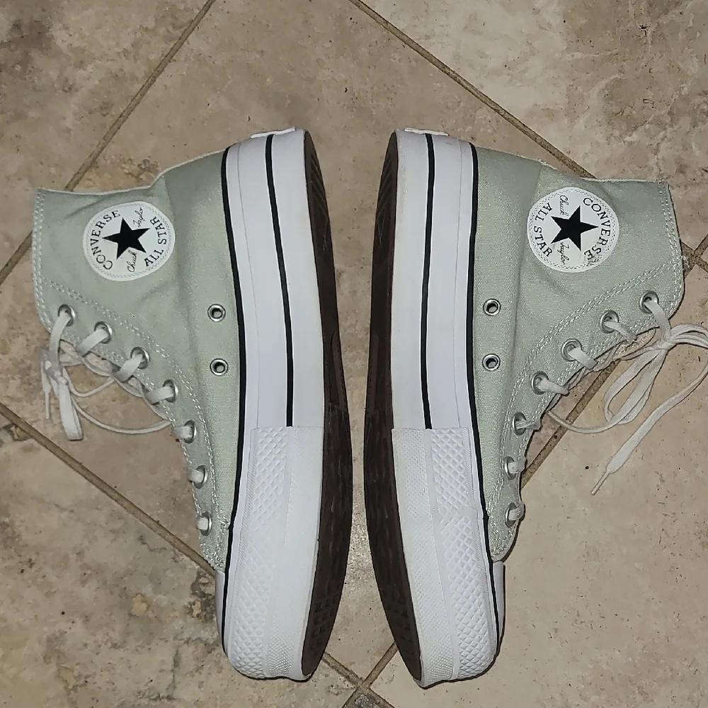 Converse Light Green High-Tops with White Accents - Picture 5 of 12